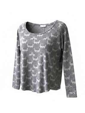 Stem Top Womens Medium Waffle Knit Gray White Alpacas